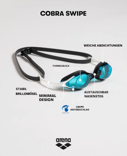 ARENA Cobra Original Swipe Unisex-Wettkampfbrille für Erwachsene, Schwimmbrille mit Anti-Beschlag-Gläsern, UV-Schutz… – Ansicht 3