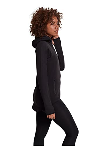 Urban Classics Damen Polar Fleece Zip Hoody – Regular Fit Kapuzenjacke im warmen Fleece Style mit Reißverschluss für Freizeit, Alltag & Streetwear,Schwarz,L