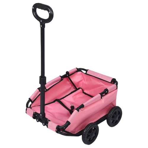 Folpus Carro Plegable de Viaje para Animales Domésticos Carrito para Transporte con de Manejo Flexible Estructura Resistente con Almacenamiento Sencillo Adecuado para Salidas Hogar Viajes, Pink