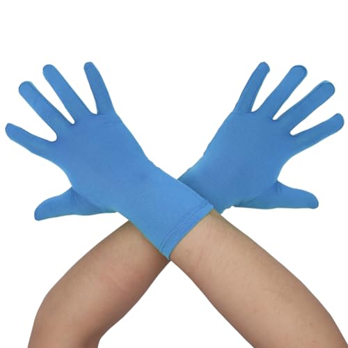 Aniler Unisex Wrist Length Full Finger Costume Stretchy Gloves (One Size Sky Blue)