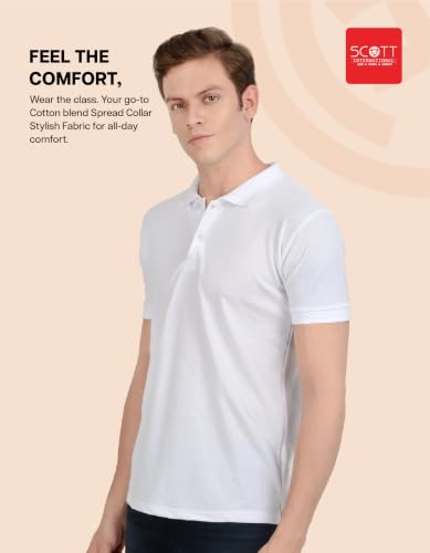 Image of Scott International Men's Cotton Polo T-Shirt | Six Degrees Soft & Breathable Collared T-Shirt | Half Sleeve Regular Fit Casual Wear | Comfortable Everyday Polo T-Shirt for Men