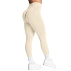 TAYOEA Sport Leggings Damen mit Scrunch Butt Push Up Booty Lifting Sporthose Blickdichte Nahtlos sportleggins für Yoga Gym Alltag Creme,M