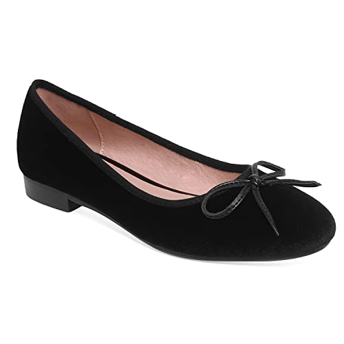 SHODENSE Women Velvet Flat Shoes Bow Round Toe Slip On Ballet Flats Comfortable 0.5 inch Flat Heels Dress Shoes Suede Office Ladies Work Wedding Party Vintage Casual Driver Flats 4-11 M US4