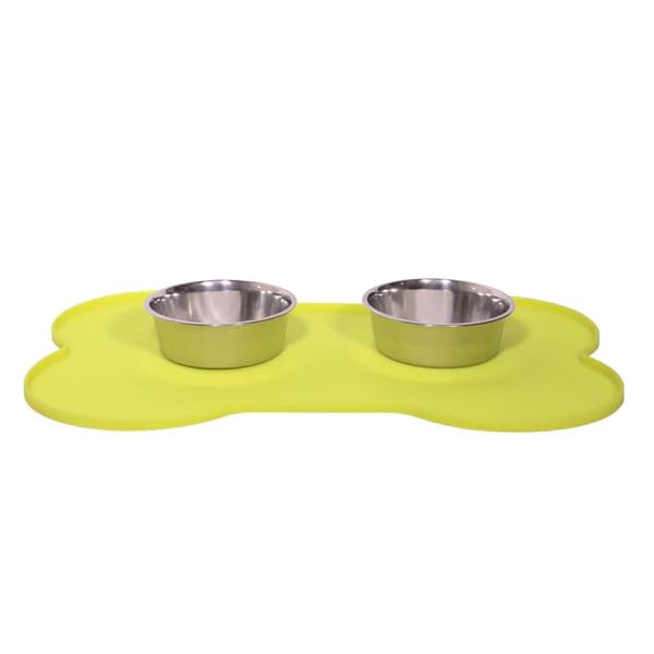 BellyRubs Bone Shape Silicon Rubber Mat- Lime Green (Medium)