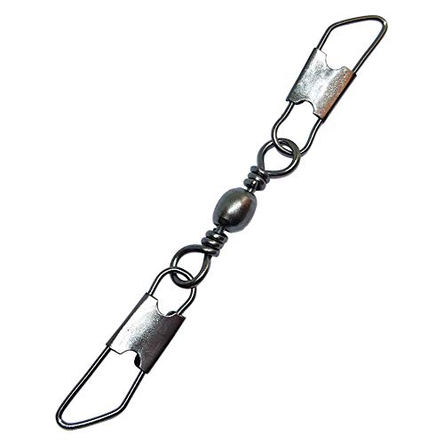 Unclesport 100Pcs Fishing Barrel Swivel with Duoble Safety Snaps Freshwater Fly Fishing Crappie Fishing Line Swivel 7#-2.40