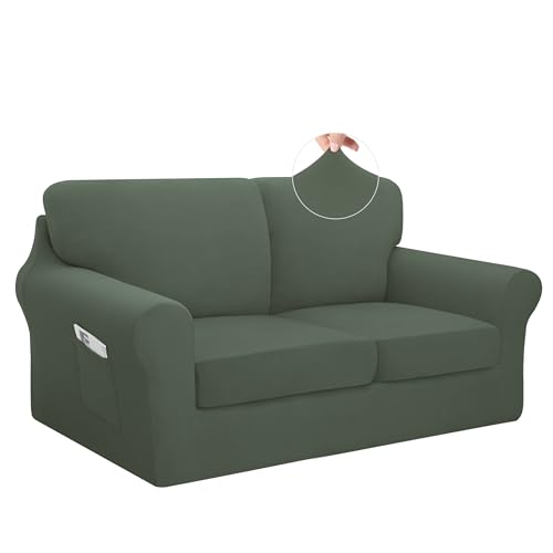 Easy-Going 5 Pieces Stretch Loveseat Cover Washable Loveseat Slipcover Set for 2 Backrest and Seat Cushion Couch Anti-Slip Sofa Couch Cover Furniture