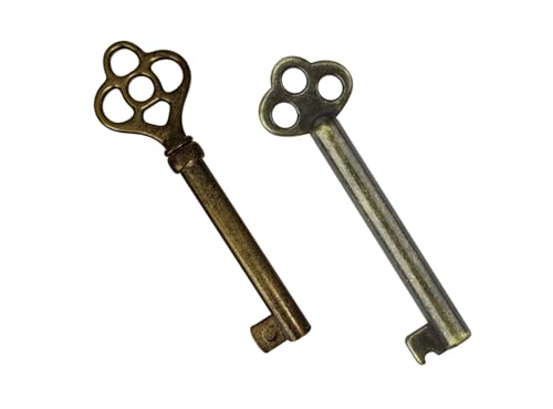 Llhhs KY-3AB & KY-6 Brass Skeleton Keys Antique Brass Hollow
