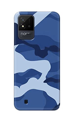 Image of Printed Hard Back Cover Case for Realme Narzo 50i Back Cover (Army Blue Pattern) -1302