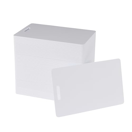 Image of Pack of 100 White PVC Cards with Slot Punch on Short Side | Graphics Quality, Standard CR80 Size