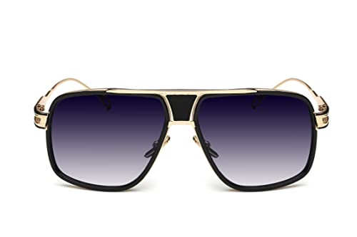 Image of Aviator Sunglasses for Men Retro Fashion Gold Oversized 70s shades | Disco Party Casual Lentes De Sol Hombre Large Big Designer 70s Outfits Sun Glasses Cool Metal Vintage Stylish Tinted Eyewear