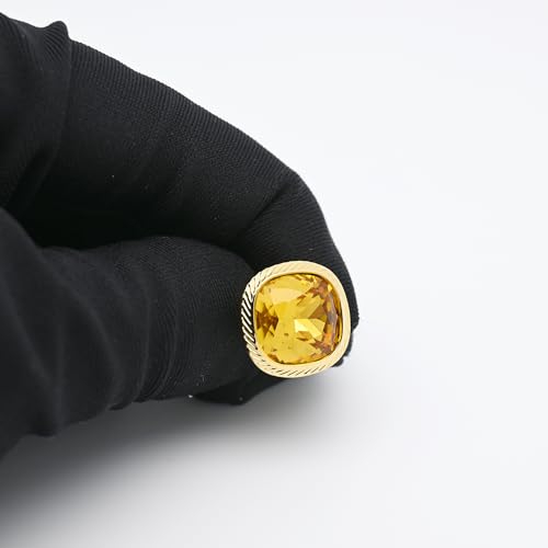 Gemelos de piedra de zircón amarillo para hombre miniatura 5