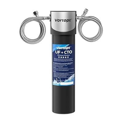 VORTOPT Under Sink Water Filter System,14000 Gallon,Flow Under Counter Water Filter Direct Connect to Kitchen Faucet&16" H Saves SpaceReduces Chlorine,Lead, Bad Taste & Odor(Black?Q5-UF-M