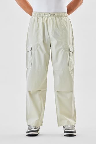 Image of SNITCH Men Cargo Pants | Loose Fit with Elastic Waistband & Drawstring | 100% Cotton Fabric with Utility Pockets | Streetwear Style for Casual Outings