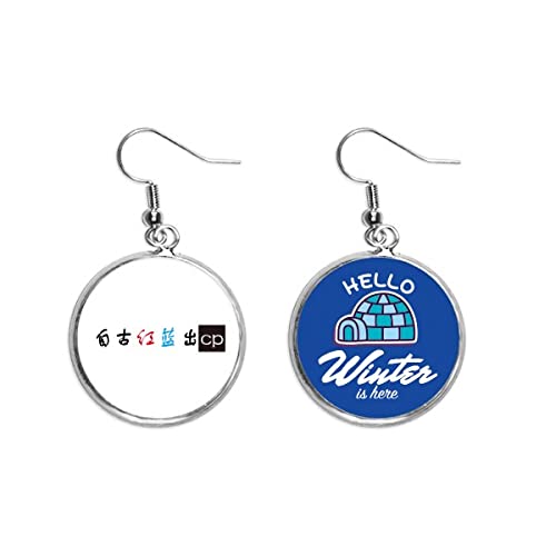 Pendientes de gota con caracteres chinos y cristales de hielo para mujer