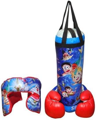RCND Doremon Design Boxing Punching Bag Kit for Kids Boxing (Multi Color May Vary) with 2 Gloves & 1 Head Guard