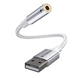 MOSWAG USB to 3.5mm Jack Audio Adapter,USB to Aux Cable with TRRS 4-Pole Mic-Supported USB to...