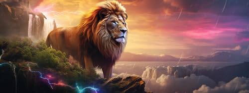 Pavemlo 5D ダイヤモンドアートキット 大人用 ライオン フルドリル ダイヤモンドアート 動物 ピクチャー ペイント ダイヤモンド付き DIY クロスステッチ ジュエルアート ラインストーン クラフト 自宅の壁の装飾用 30x80cm