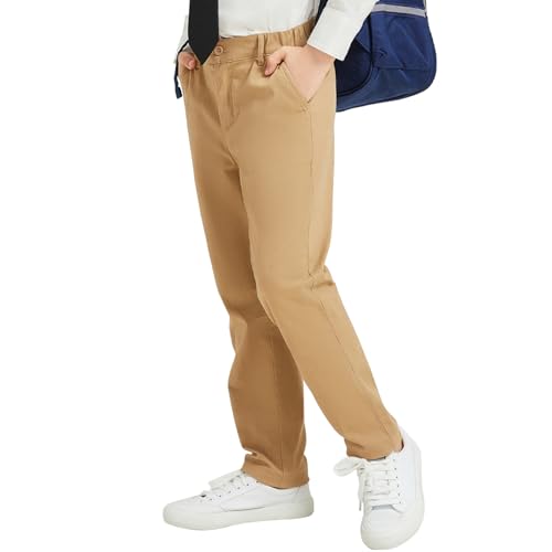qbk relaxed fit stretch school uniform pant chino pants for toddler to youth boys and girls