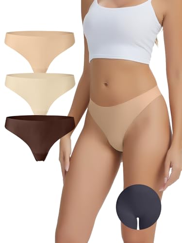 Image of Seamless Camel Toe Thongs for Women No Show Thong Panty Liners Invisible Breathable Camel Toe Concealer Underwear