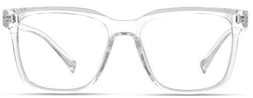 REECKEY Blue Light Blocking Glasses for Women Men, Square Oversized Computer Eyeglasses Anti Eyestrain Reduce Headache (Clear)