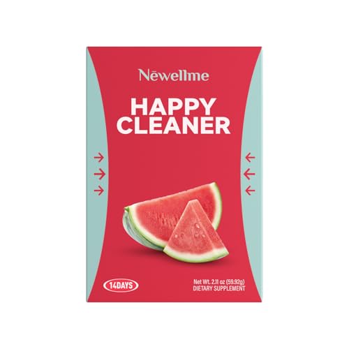 NEWELLME Happy Cleaner Superfood Powder – Sugar-Free Watermelon Drink Mix, Antioxidant & Digestion Support, Vegan, Non-GMO, Gluten-Free, 14 Packets