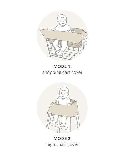 Skip Hop Baby Shopping Cart Cover & Baby High Chair Cover 2-in-1 with Secure Seatbelt, Padded Seat, Soft Fabric, Machine Washable Liner, Toy Loops and Built-in Carry Pouch, Take Cover, Oat - image 4