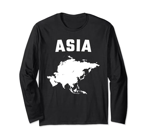 Silueta blanca aislada de un mapa del continente asiático Manga Larga