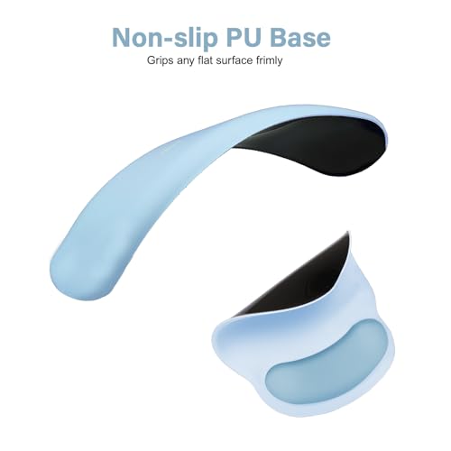 Image of MOSISO Wrist Rest Support for Mouse Pad&Keyboard Set, Circle Curved Ergonomic Mousepad&Coaster Non-Slip Base Home /Office Pain Relief&Easy Typing Pad with Soft Cloth&Raised Memory Foam, Air Blue