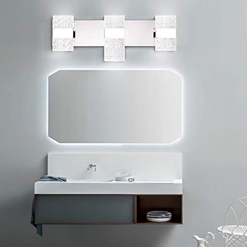 24.4 inch Bathroom Vanity Light Fixtures Over Mirror Modern 3 Lights LED Vanity Light 18W Bathroom Wall Lighting Fixtures Chrome Stainless Steel Bathroom Light Cool White 6000K
