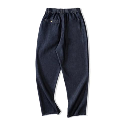 Men's Casual Comfort Jeans Pant Spring Washed Denim Trousers Elastic Waist Vintage Pants3