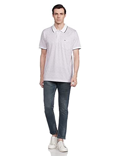 Image of Colorplus Men's Pure Cotton Print Pattern Tailored Fit Polo Neck Half Sleeve Casual T-Shirt