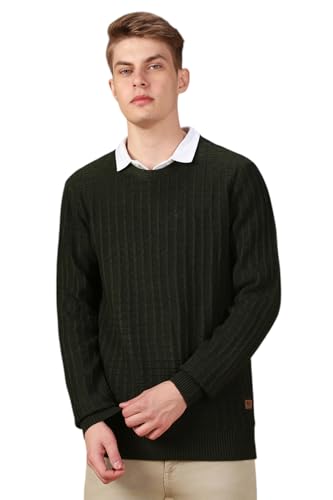 Image of Dennis Lingo Men Solid Acrylic Regular Fit Full Sleeves Pullover Sweater