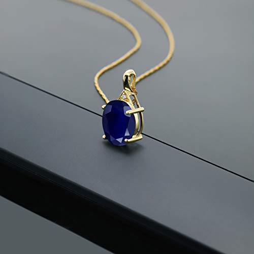 Gem Stone King 3-6 Cttw 10K Yellow Gold Gemstone Birthstone and White Diamond Pendant Necklace For Women | Oval 12X10MM | Gold Necklace for Women | with 18 Inch Chain4