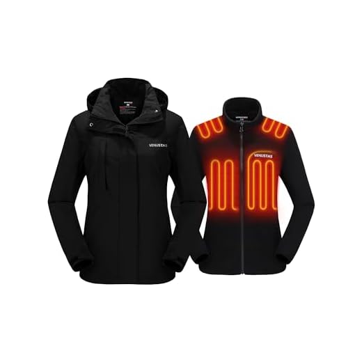 Venustas Women’s 3-in-1 Heated Jacket with Battery, Waterproof Skiing Jacket with Hood