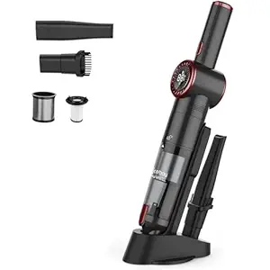 Nicebay Cordless Handheld Vacuum Cleaner, 15KPA Strong Suction Portable Hand Vacuum Cleaner, LED Display Car Vacuum Cleaner, Fast Charging Dock, Rechargeable Handheld Vacuum Black & Red