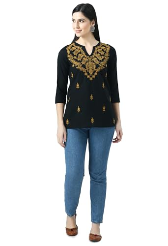 Image of QAZMI Women's Cotton Straight Embroidered Kurti