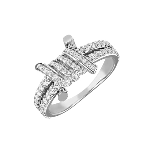 LeCalla 925 Sterling Silver CZ Rings for Women | Barbed Wire Eternity Bands Ring | Cubic Zirconia Eternity Wedding Band Promise Rings for Her(Size 5-8 No.)3