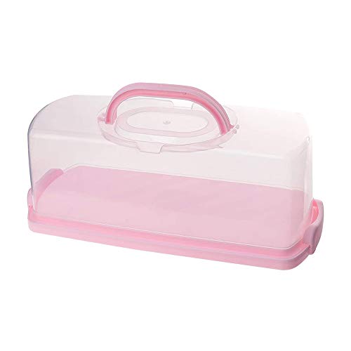 AZXAZ Boîte à gâteau rectangulaire portable en plastique avec poignée et couvercle Transparent Cover