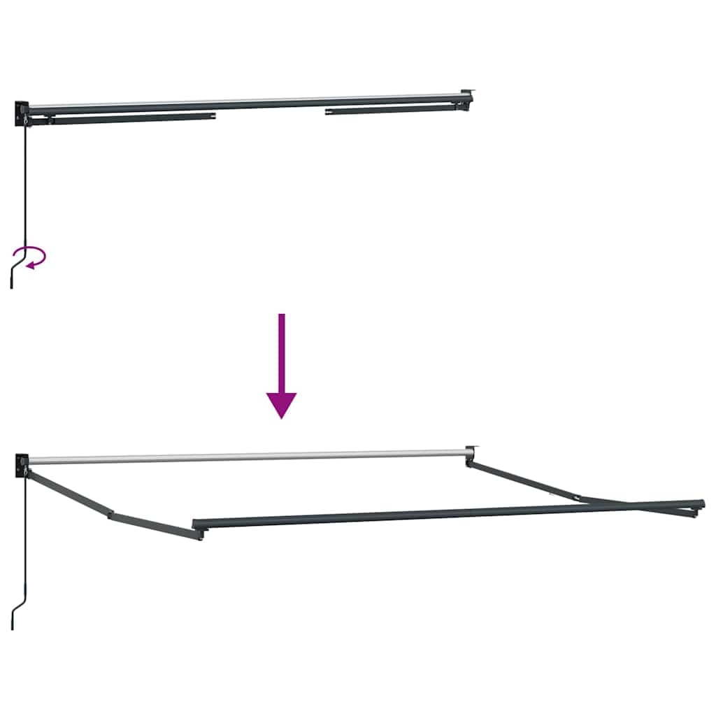 Markiza zwijana brązowa 300x250 cm z ramą z aluminium malowanego proszkowo i tkaniną PU odporną na promienie UV, regulowanym kątem i wysokością, obsługiwana korbą, idealna
