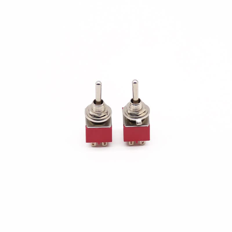 5Pcs Toggle Switch 6MM Red 6Pin 3File MTS-203 Rocker Switch 2A 250V 5A120V ON-Off-ON