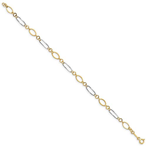Solid 14k Gold Two-Tone Oval Shapes Bracelet (5mm)2