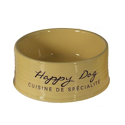 duvoplus Futterstation Stone Happy Dog 300 ml – Ø 10,5 mm, Gelb