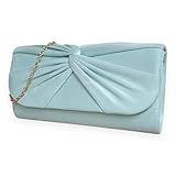 Bolso de mano de piel de gamuza estilo plegado, para novia, baile de graduación, boda,, MENTA, M