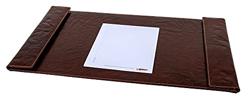 Preisvergleich Produktbild Alpenleder Schreibtischunterlage GROSSKAUFMANN Rutschfeste Echt Leder Tischmatte Braune, handgefertigte XXL Leder Schreibunterlage mit Dokumentenfach und Kartensteckplätzen (68 x 45cm, Brandy)