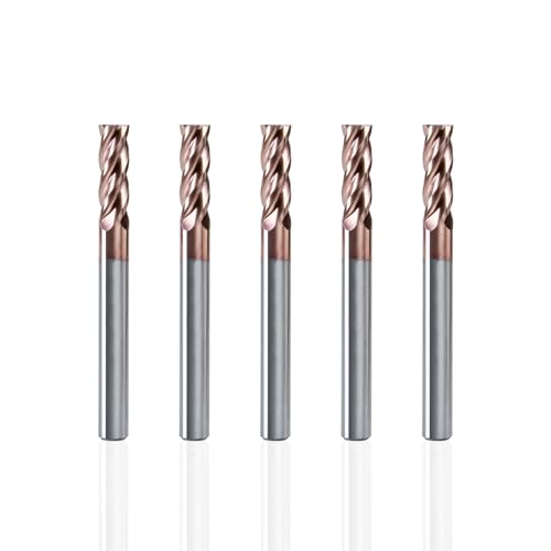NZ 1/4" 4-Flute Square End Mill HRC55 TiSiN-Coated for Stainless Steel &amp; Hardened Materials - 5pcs Set