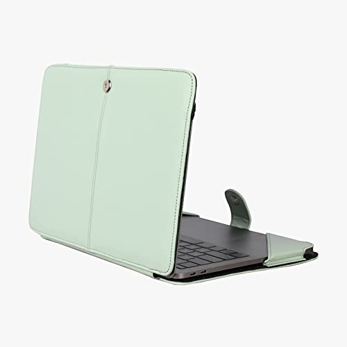 ENTHOPIA 13 to 14 Inches Folio Laptop Case Cover Vegan Leather Compatible for MacBook, Lenovo, Hp, Dell &Other Notebooks - Mint