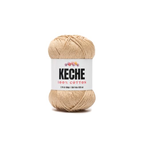Image of Cotton Yarn - 100% Cotton Yarn for Crocheting and Knitting, Mercerized Cotton Amigurumi Yarn Fine-Sport 2 1.76 oz (50g) / 136 Yrds (125 m) - Light Camel