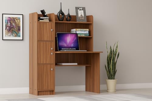 Image of Amazon Brand - Solimo Phoenix Engineered Wood Study Table with Storage (Leon Teak, 3-Door)