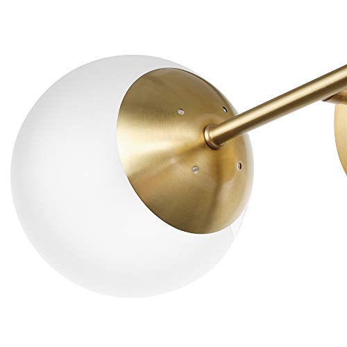 Image of Globe Electric Celestia 2-Light Wall Sconce, Matte Brass, Frosted Glass Shades