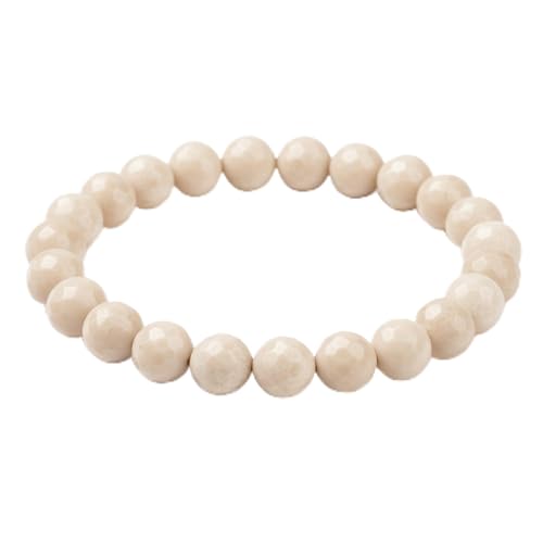 The Bead Shop Natural Gemstone Healing Crystal Bracelet 8mm Beads Chakra Energy Balance Bracelet for Men Women Meditation Yoga & Spiritual Jewellery Gift - Natural Fossil